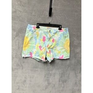 Judy Blue Tie Dye Denim Shorts Womens 3XL Rainbow Distressed Raw Hem